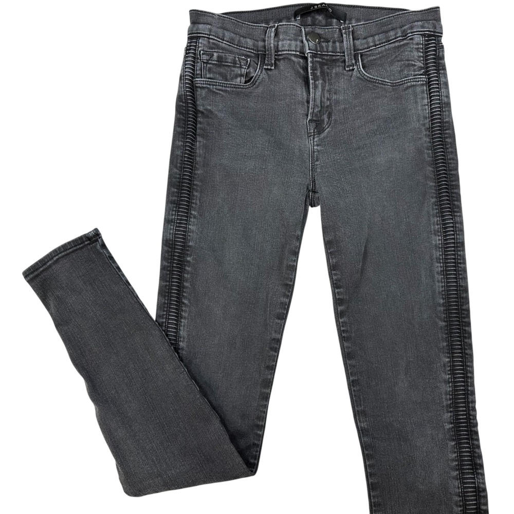 J BRAND Liberty Graphite Gray Low Rise Side Tuck Skinny Stretch Jeans Women's 26